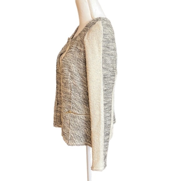 Anthropologie Cartonnier Sweater Glimmered Metallic Tweed Knit snap closure Med - Picture 6 of 13